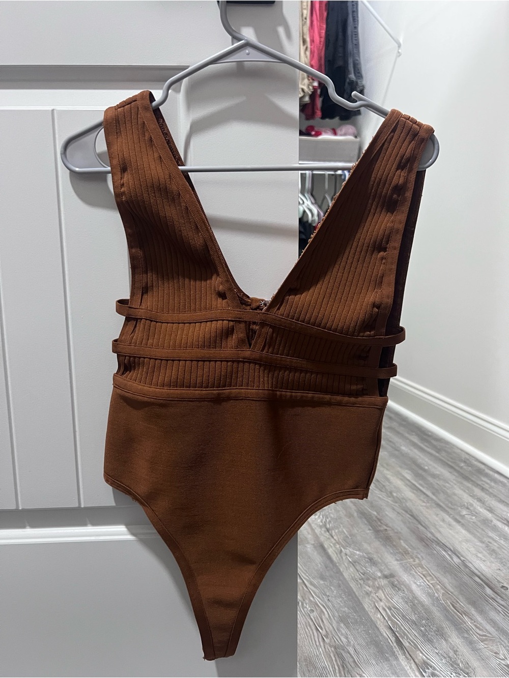Women’s Fashion Nova Brown Strappy bodysuit